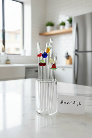 Premium Fruit & Veggie 6-Piece Glass Straw Set - My Store