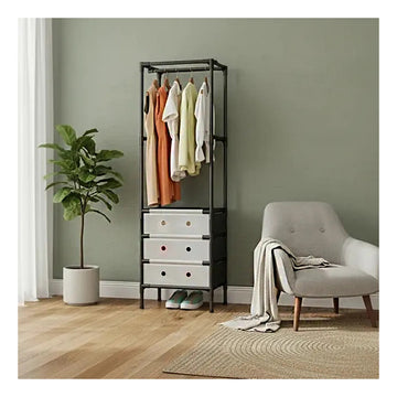Multi-Functional Tall Garment Rack with 3 Fabric Drawers & Storage Shelves - My Store