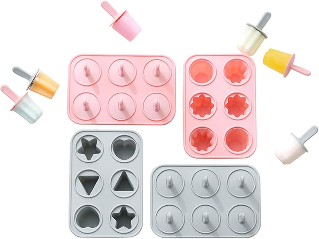 6-Cavity Silicone Popsicle & Ice Cream Mold Set with Reusable Sticks
