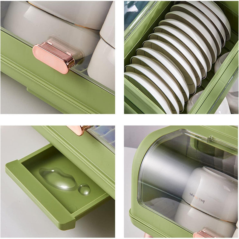Multifunctional 2-Tier Dish Drying Rack with Dustproof Cover - My Store