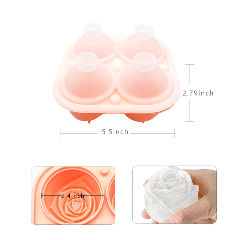 4-Cavity Rose Ice Cube Mold with Lid - My Store