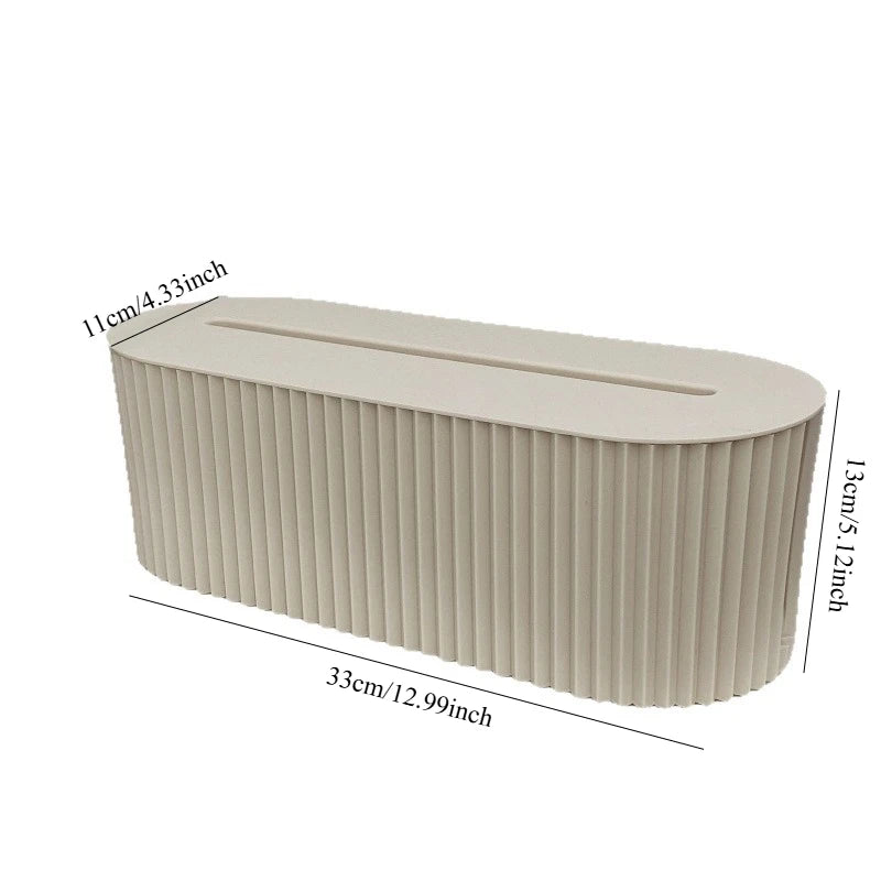 Modern Fluted Cable Management Box & Desk Organizer with Phone Holder