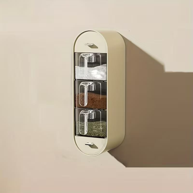 Wall-Mounted 3-Compartment Seasoning Spice Rack - My Store