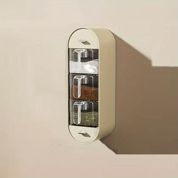 Wall-Mounted 3-Compartment Seasoning Spice Rack - My Store