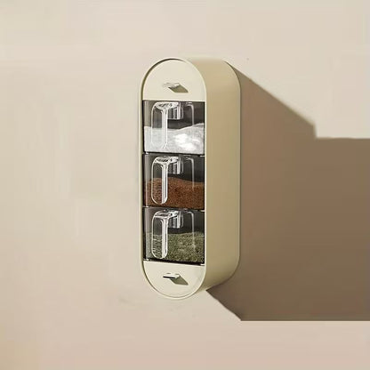 Wall-Mounted 3-Compartment Seasoning Spice Rack - My Store