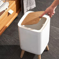 Indoor Trash Bin with Wooden Feet – 7L - My Store