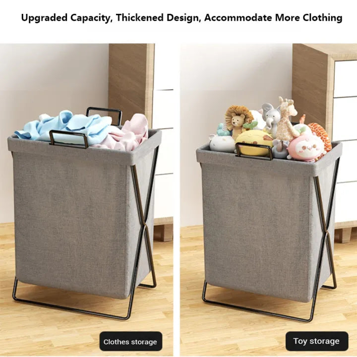 Minimalist X-Frame Folding Laundry Basket & Organizer