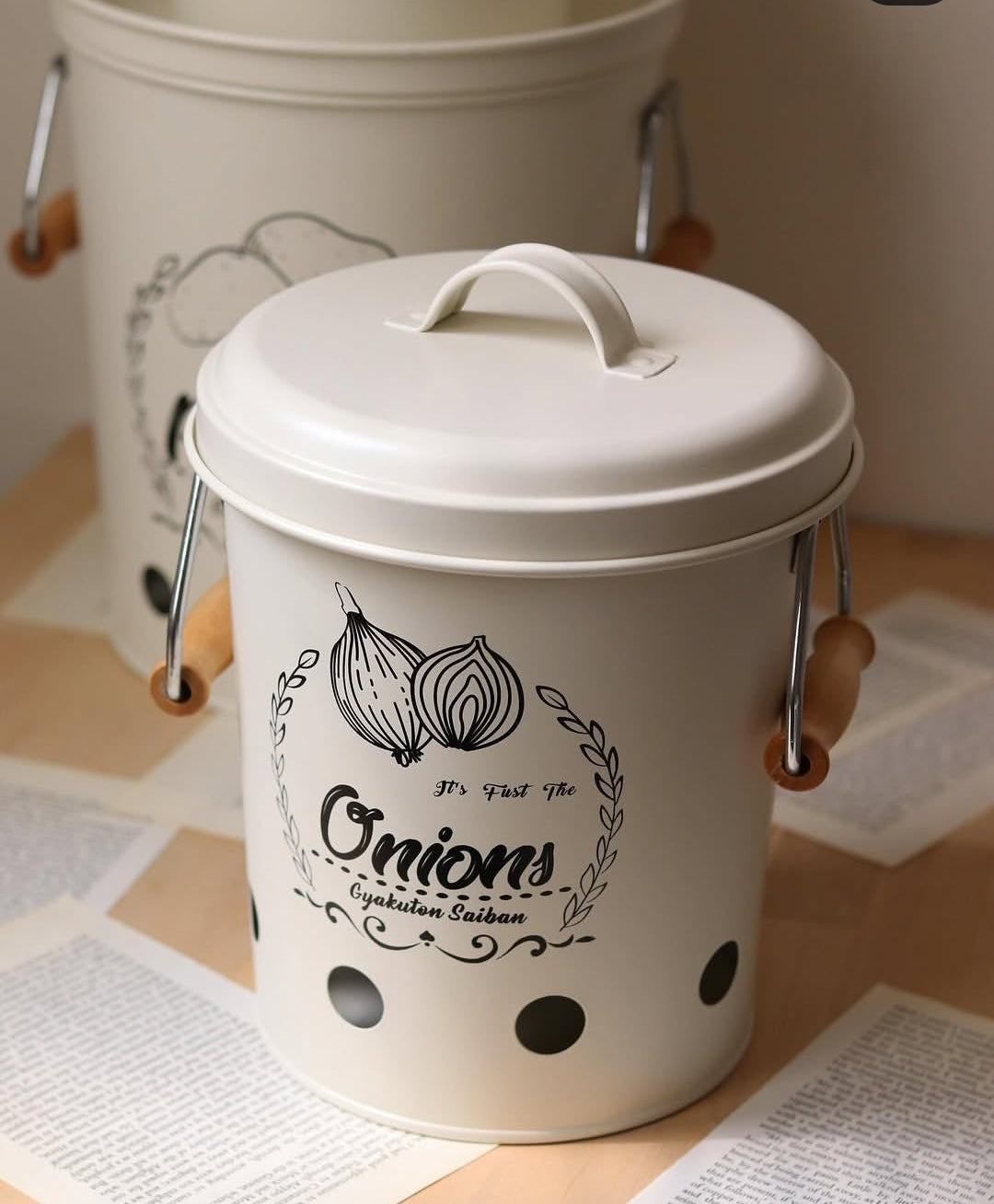 3-Piece Air-Ventilated Metal Canister Set for Potatoes, Onions & Garlic