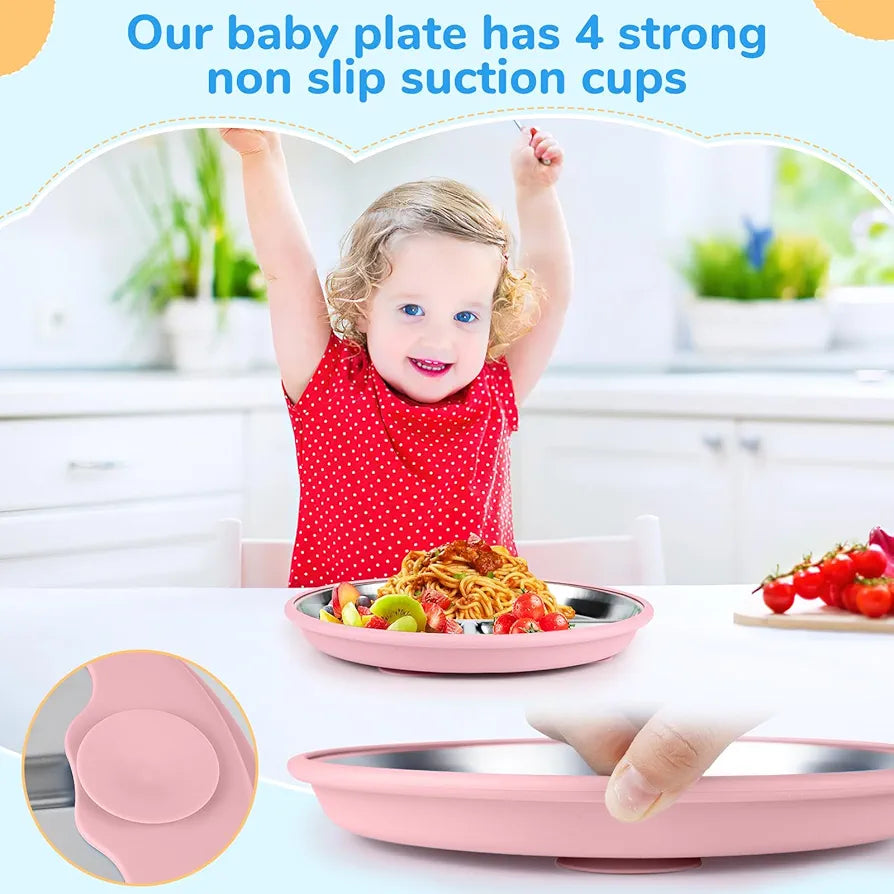 6-Piece Stainless Steel & Silicone Baby Feeding Set - My Store