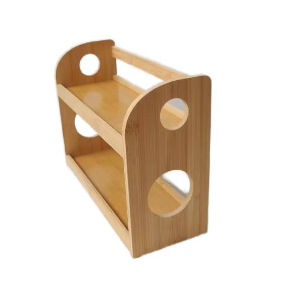 6-Piece Glass Spice & Condiment Jar Set with Wooden Rack
