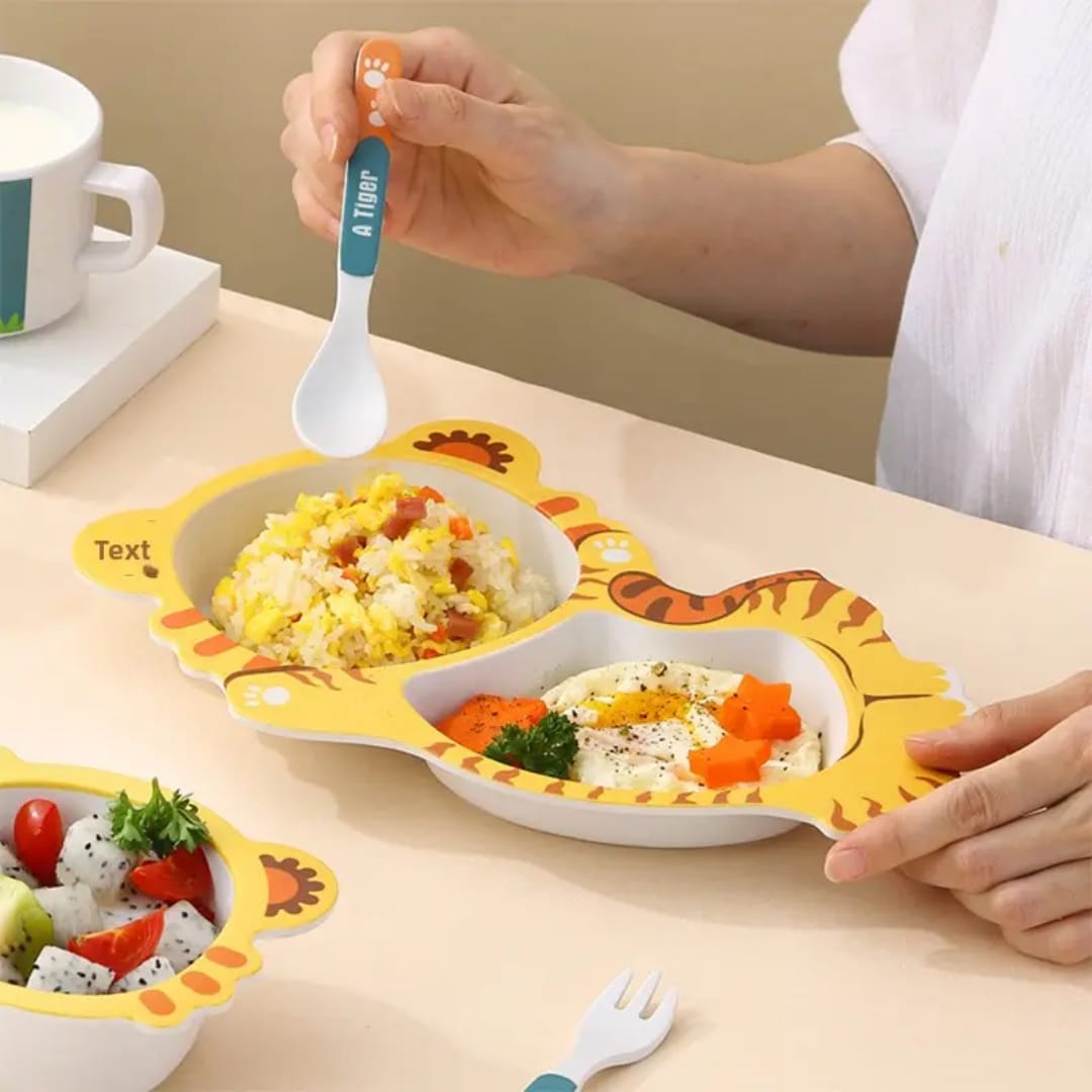 Cartoon Tiger Kids Dinnerware Set – 5 Pcs - My Store