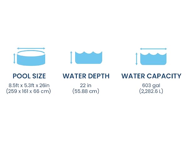 INTEX Metal Frame Swimming Pool – 8.5 ft x 5.3 ft x 26 in (259 × 161 × 66 cm)