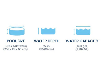 INTEX Metal Frame Swimming Pool – 8.5 ft x 5.3 ft x 26 in (259 × 161 × 66 cm)
