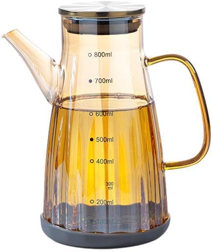 Glass Oil Dispenser with Colored Handle (Anti-Drip Design)