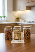 3-Piece Textured Glass Storage Jar Set with Bamboo Lids - My Store