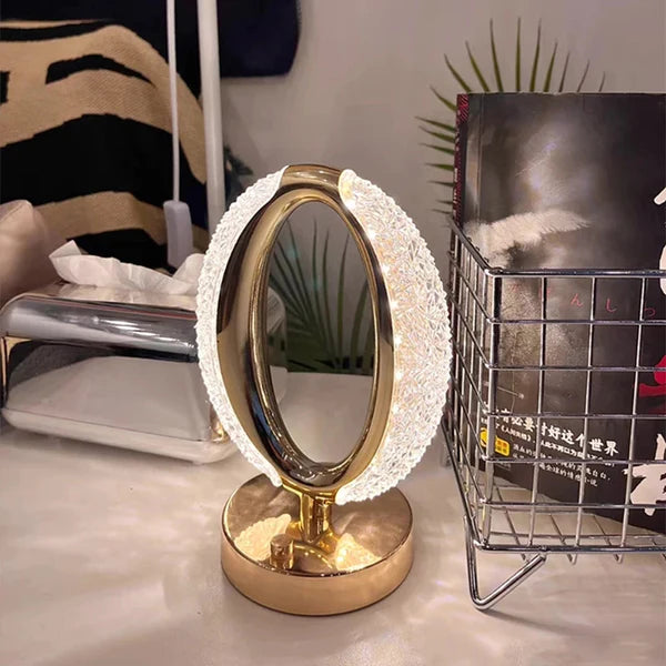 Luxury O-Ring Crystal LED Table Lamp – Rechargeable