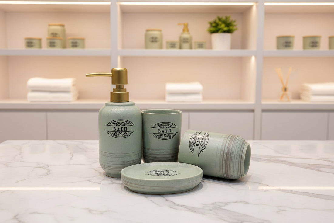 Elegant 4-Piece Ceramic Bathroom Accessory Set