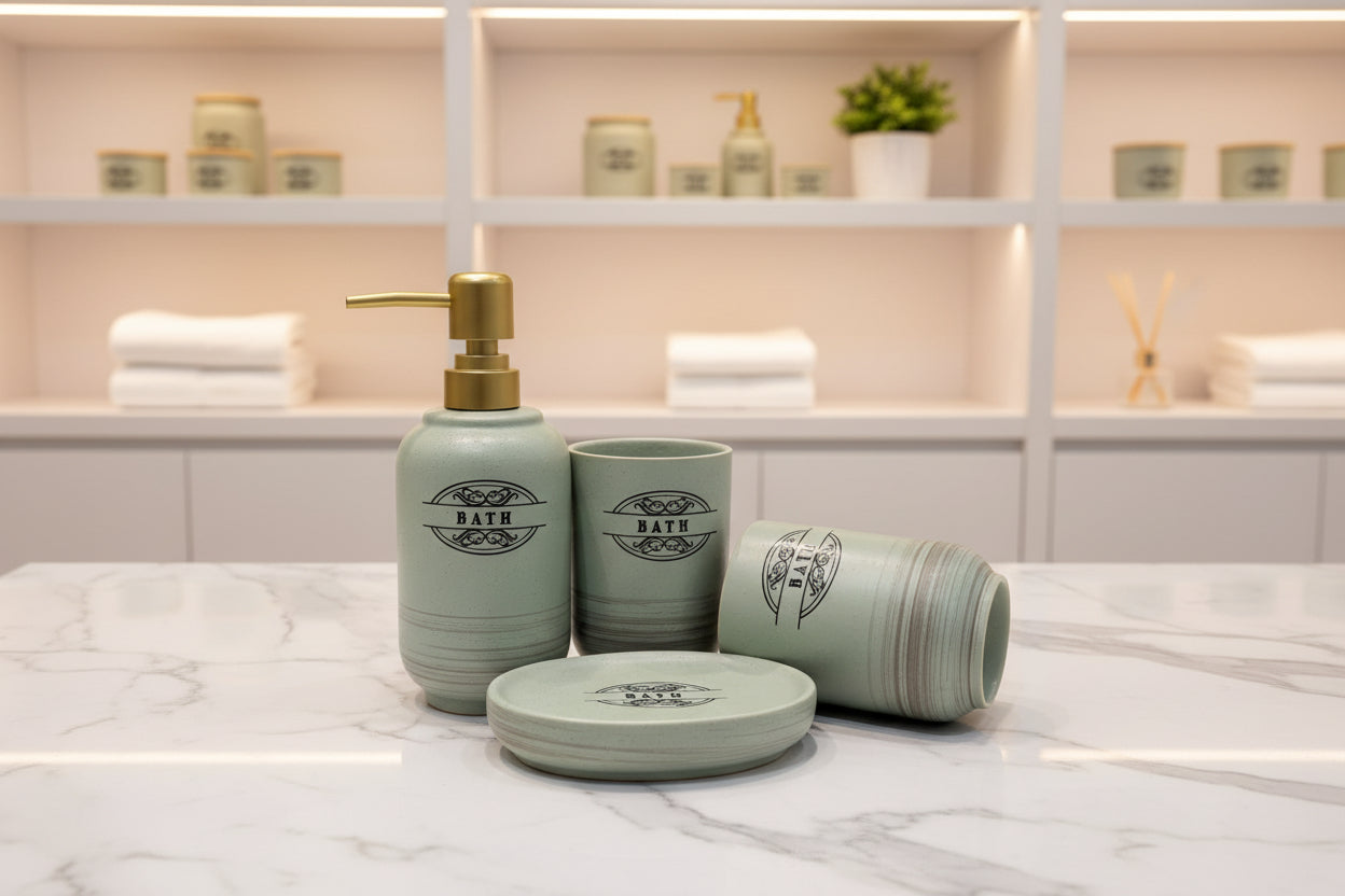 Elegant 4-Piece Ceramic Bathroom Accessory Set