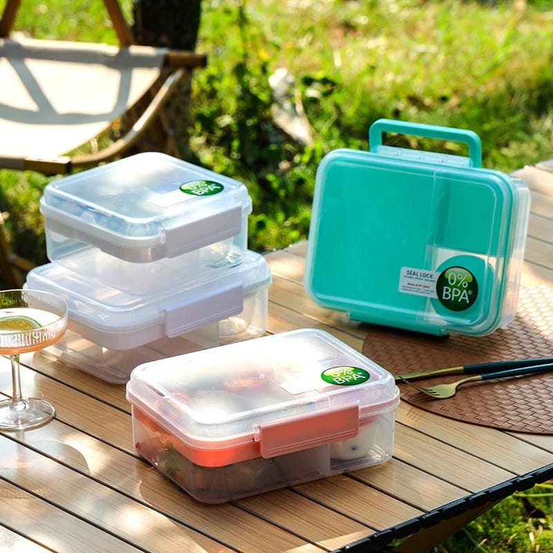 Portable Double-Layer Lunch Box with Handle