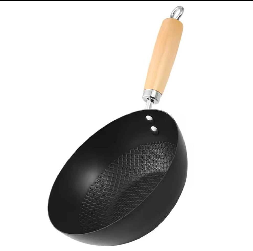 Premium Honeycomb Non-Stick Wok with Wooden Handle