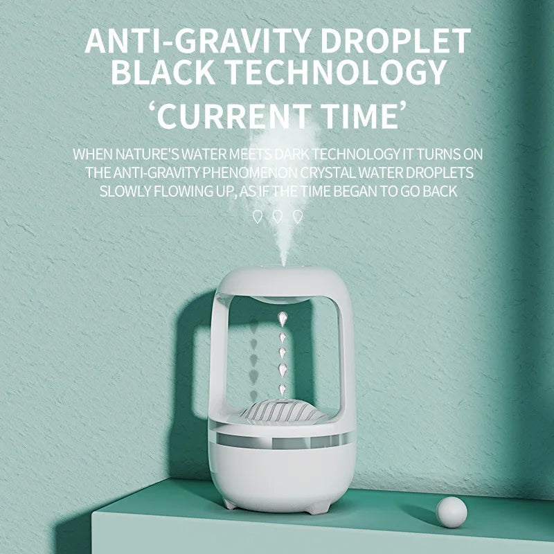 Water Droplets Air Humidifier, Cool Mist Maker, Led Display Anti-Gravity Humidifier