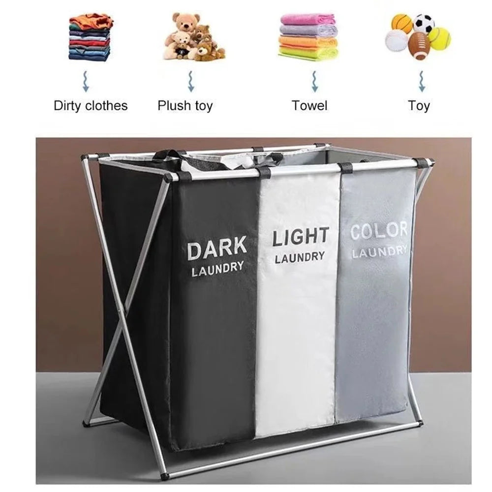 3-Compartment Foldable Laundry Organizer – X-Frame Design - My Store