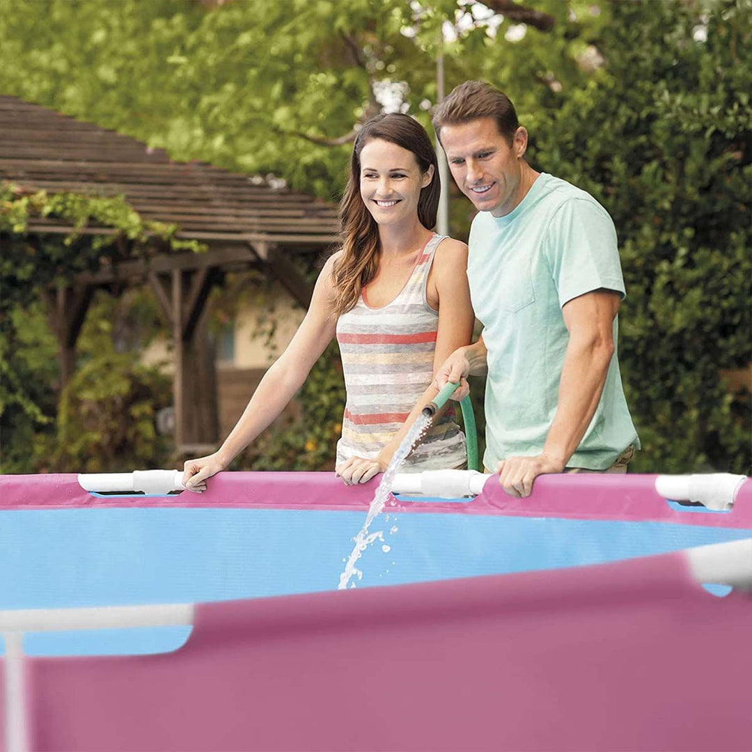 INTEX 8ft × 30" Pink Metal Frame Above Ground Pool