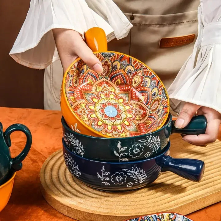 6” Ceramic Handle Bowl – Premium Printed Design - My Store