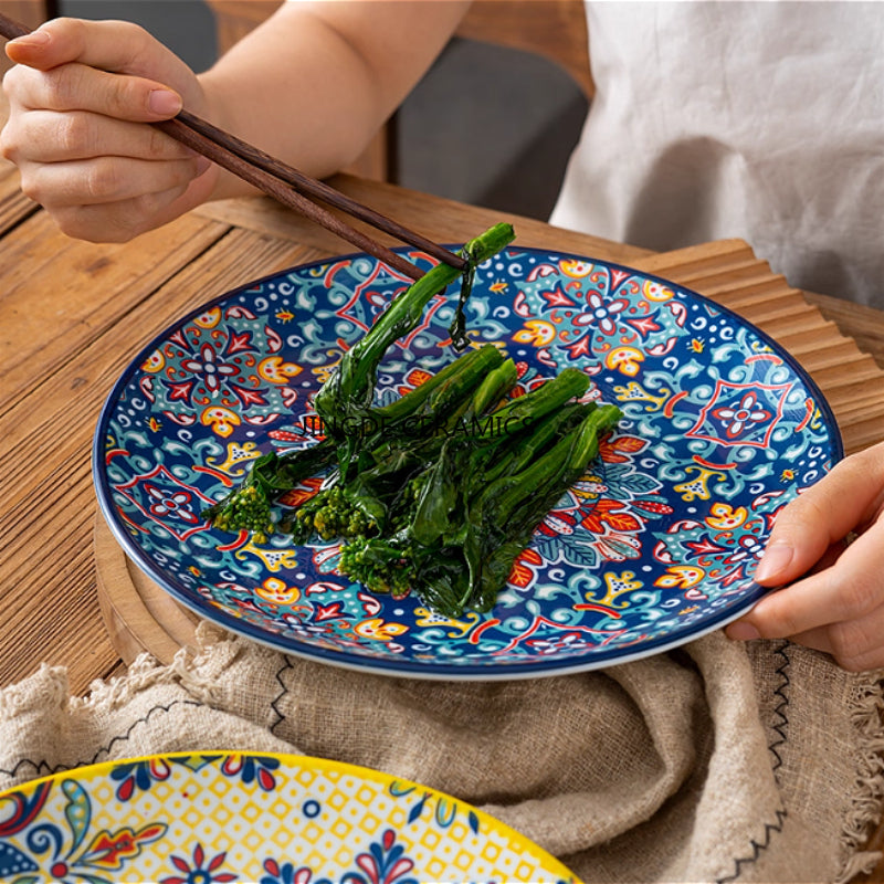 Royal Midnight Blue Hand-Painted Moroccan Ceramic Dinner & Quarter Plates