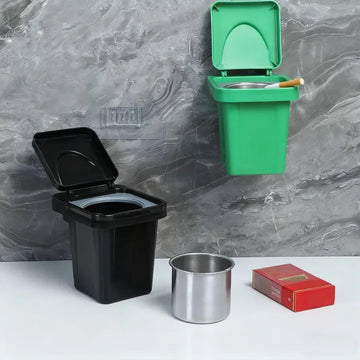 Multi-Purpose Wall-Mounted Mini Bin & Ashtray – Nail-Free Installation