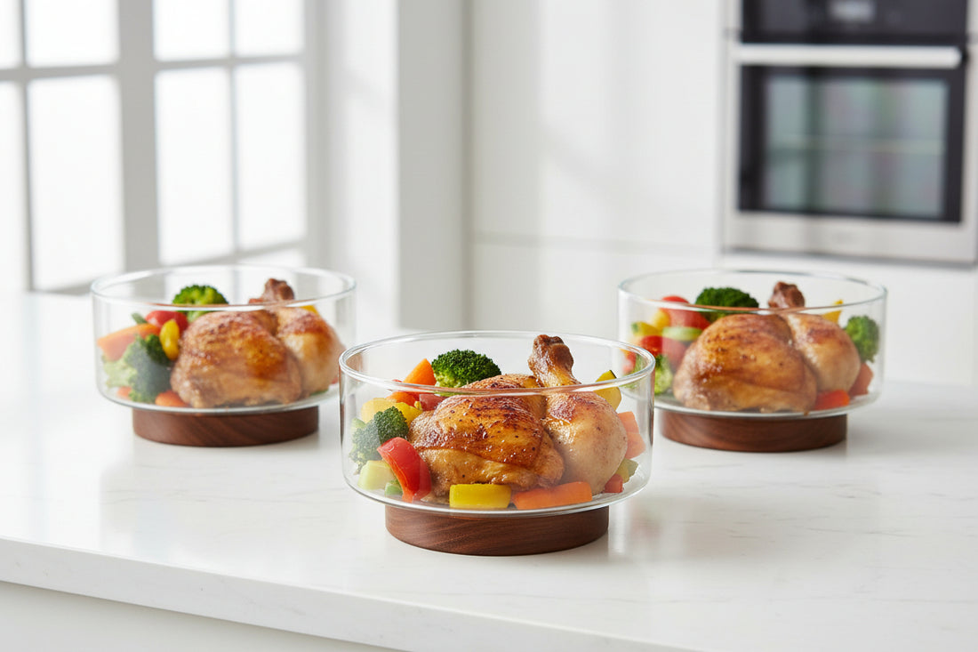 Modern Glass Fruit Bowl with Premium Wooden Base - My Store