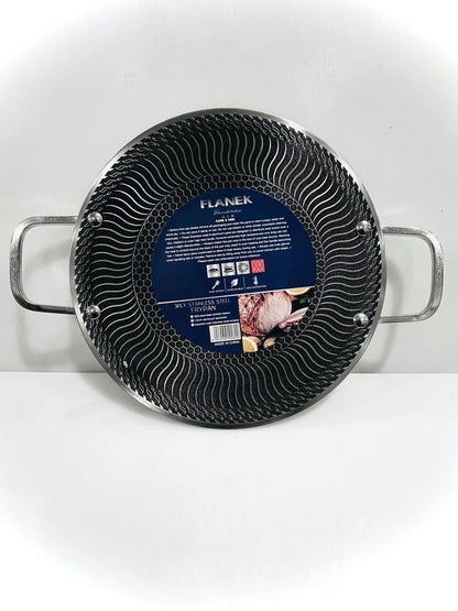 FLANEK Premium 3-Ply Stainless Steel Honeycomb Laser Tawa / Frypan – Double Handle