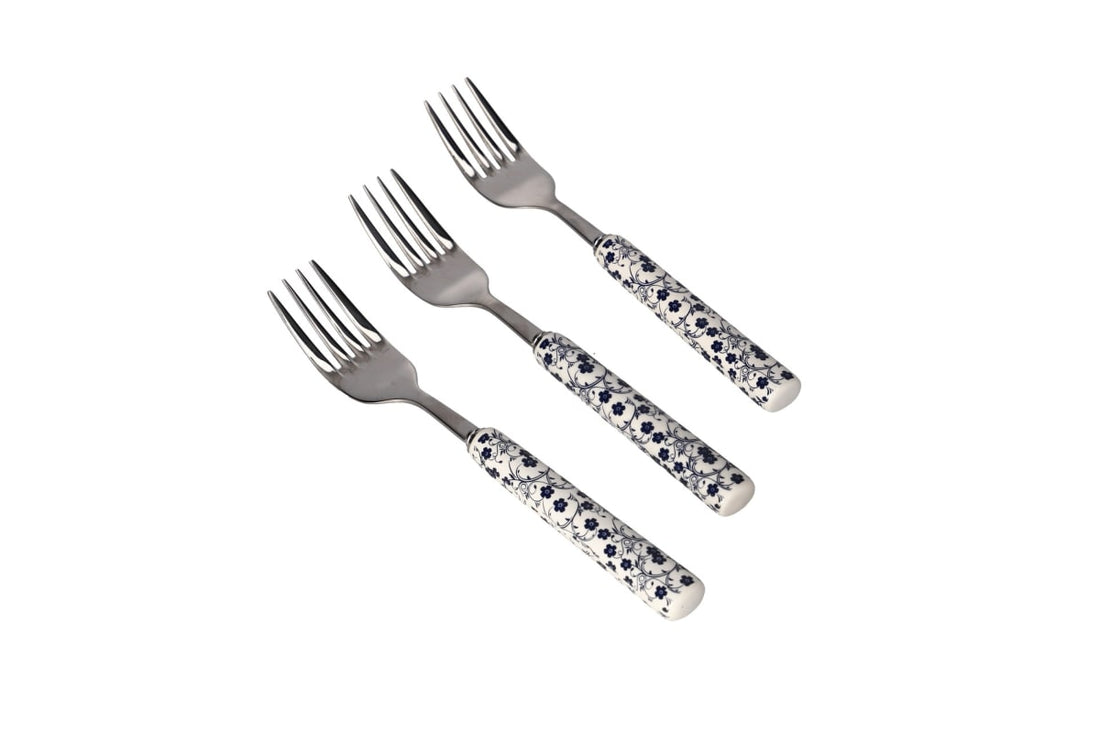 Danny Home Classical Blue Dessert Fork Set – 3 Pieces (14cm)