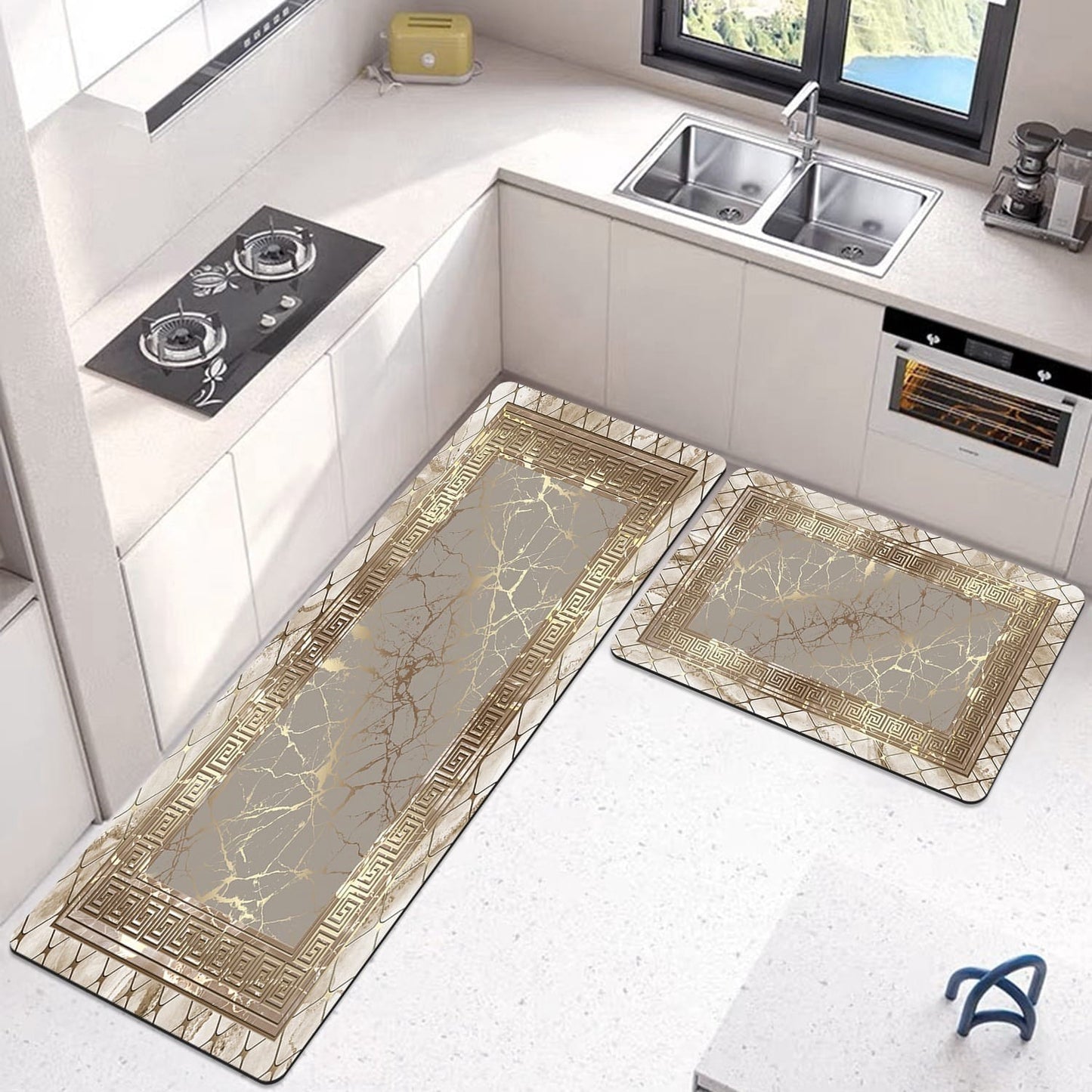 2-Piece Large Runner & Mat Set – Elegant Napa Leather Finish with Anti-Slip Base - My Store