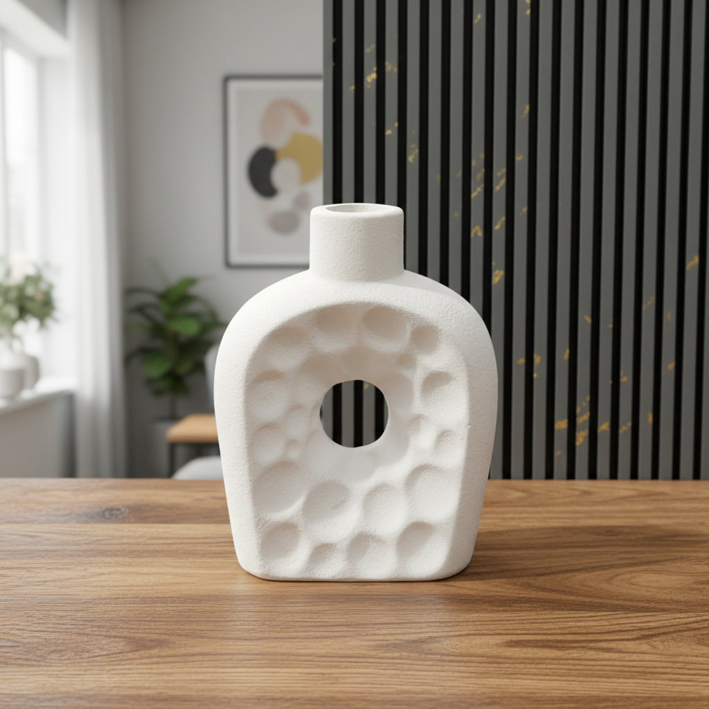 Dimpled Arch Ceramic Donut Vase