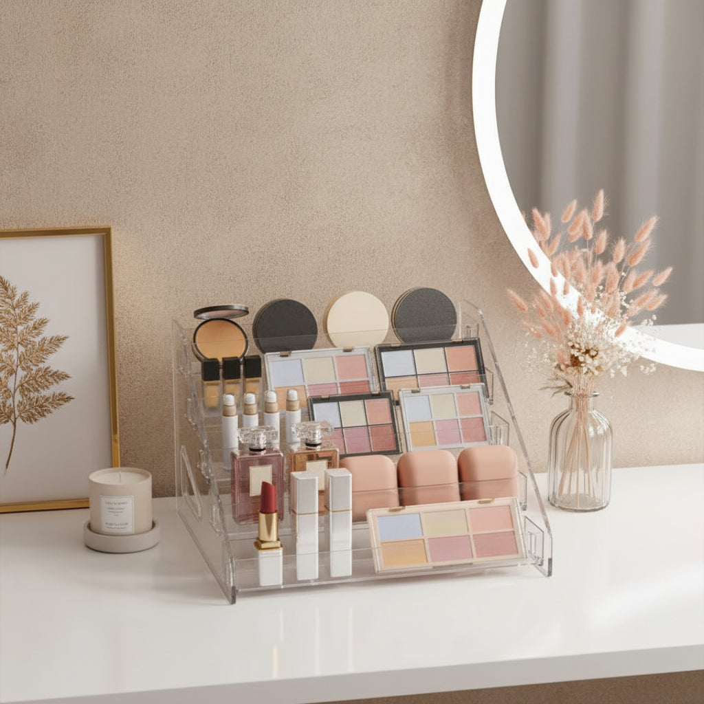5-Layer Transparent Acrylic Cosmetic Organizer Rack