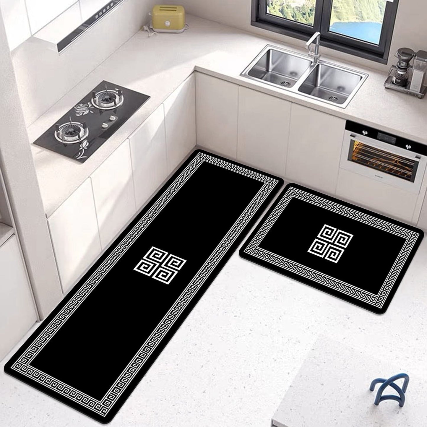 2-Piece Large Runner & Mat Set – Elegant Napa Leather Finish with Anti-Slip Base - My Store