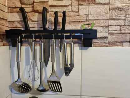 Multi-Functional Wall-Mounted Kitchen Knife Rack & Utensil Organizer – Stainless Steel