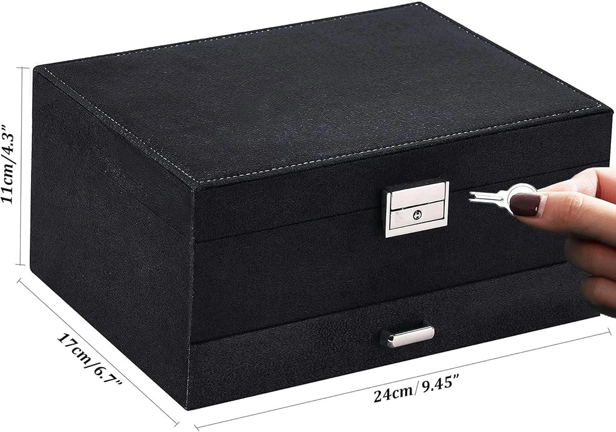 Premium Velvet Jewelry Organizer Box – 3 Layer with Lock - My Store