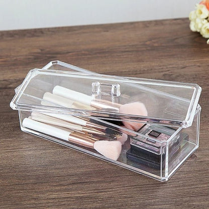 Clear Acrylic Makeup Brush Organizer with Lid