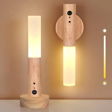 Wooden Base Smart Sensor LED Night Light