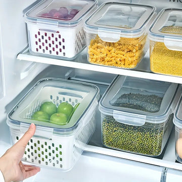 3-Piece Fresh-Keeping Fridge Organizer Set with Drain Baskets