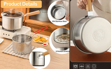 Stainless Steel Milk Pot with Strainer Basket – 20cm