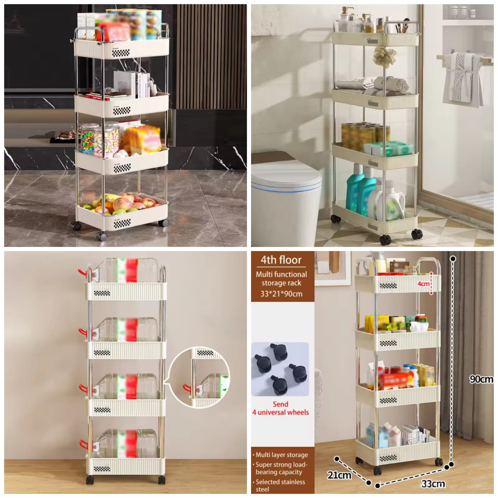 4-Layer Storage Rack Trolley - My Store