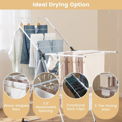 DannyHOME Multi-Tier Folding Clothes Drying Rack