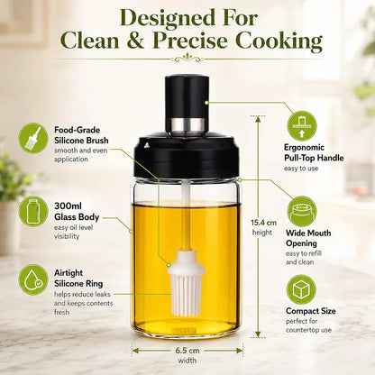 Danny Home High Borosilicate Glass Oil Bottle with Silicone Brush