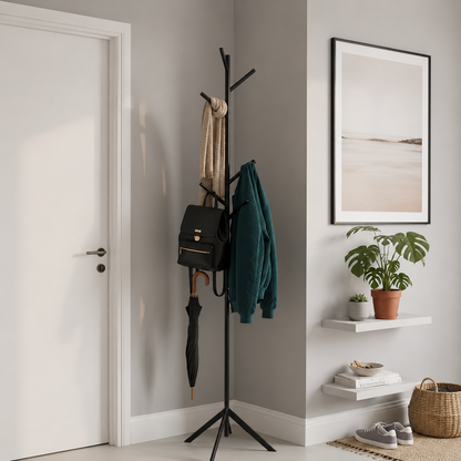 Modern Freestanding Metal Coat Rack & Garment Organizer
