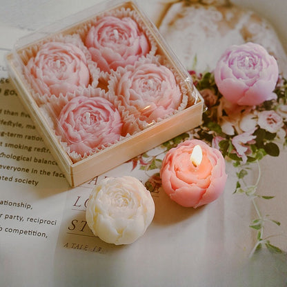 Peony Flower Scented Floating Candle Set – 4 pieces