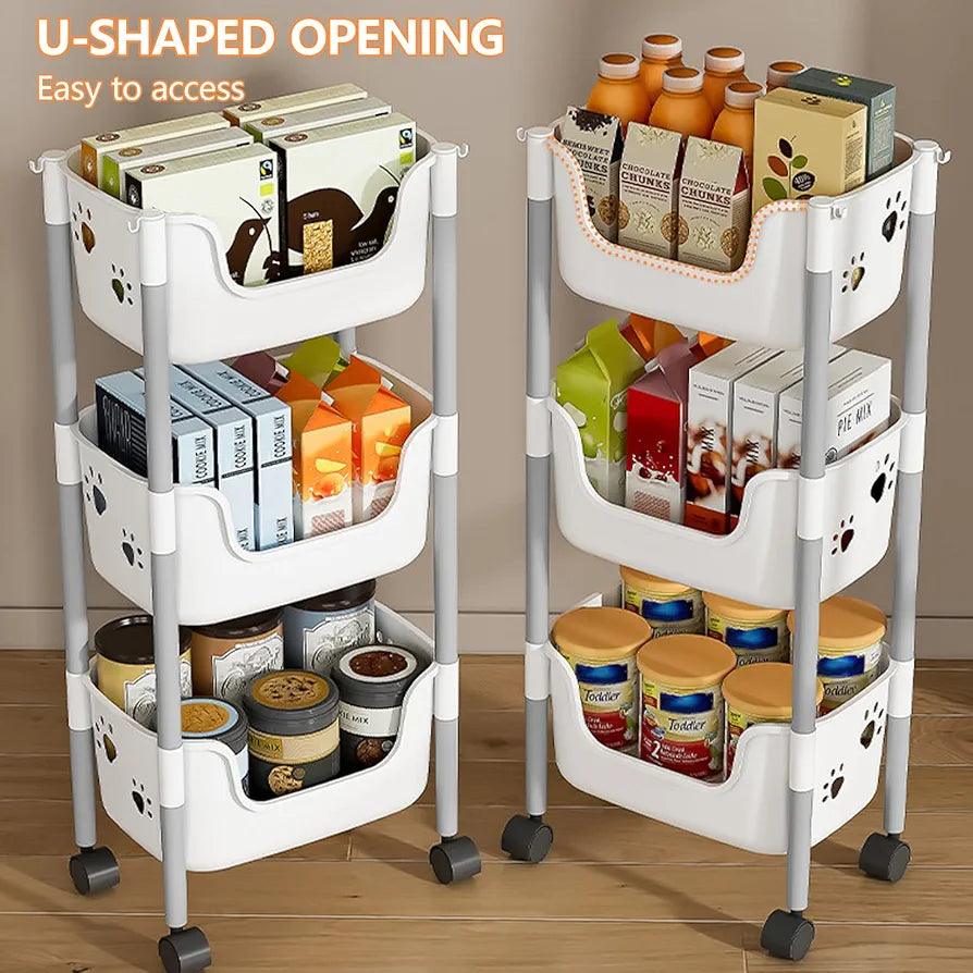 3-Tier Rolling Storage Rack with Wheels - My Store