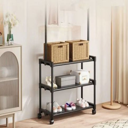 Rolling Multi-Functional Garment Rack with Shelves